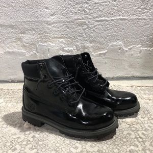 Patent Leather Black Timberland Boots Sz 4.5